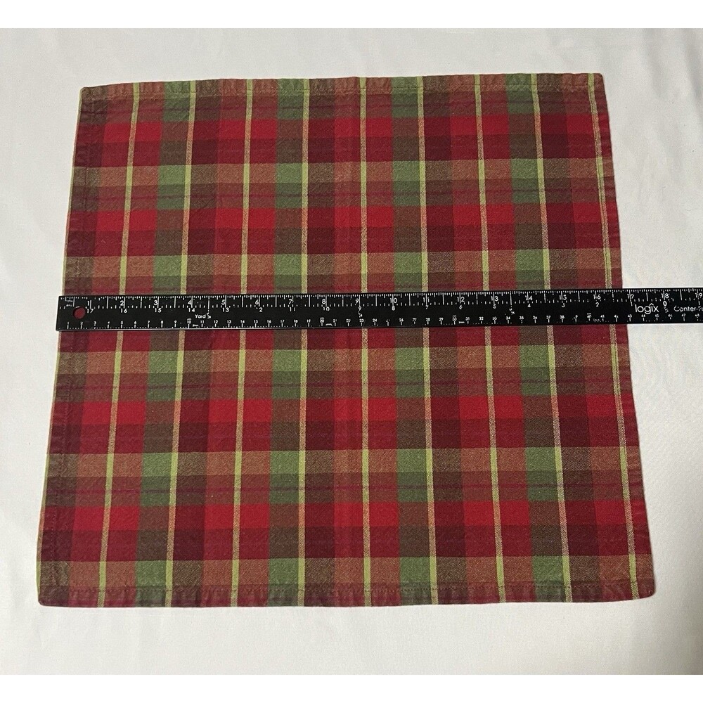 Set 3 vintage Christmas plaid napkins cotton Park designs Holiday Square LN - Picture 5 of 5